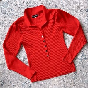 Karl Lagerfeld Vibrant Red-Orange Knit Top